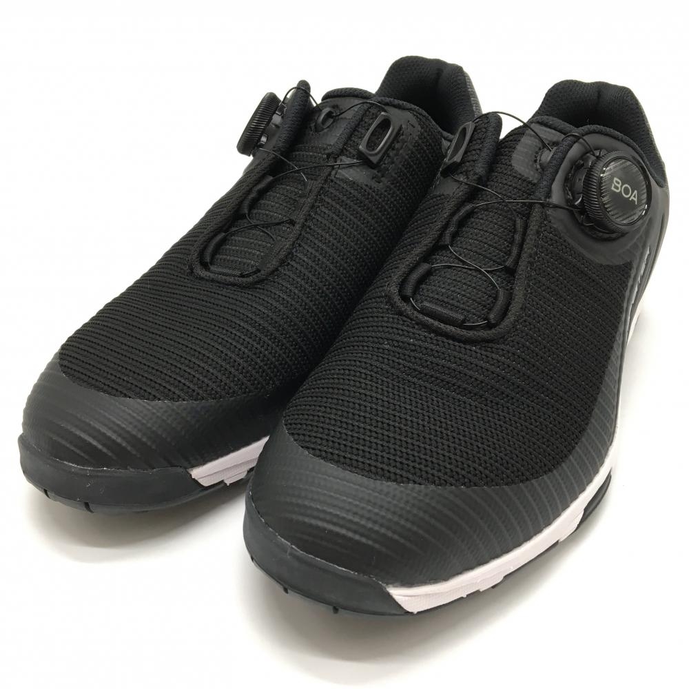 【超美品】ブリヂストン ゴルフシューズ 黒 一部柄 スパイクレス BOA ダイヤル式 SHG220 メンズ 25.0 ゴルフウェア Bridgestone