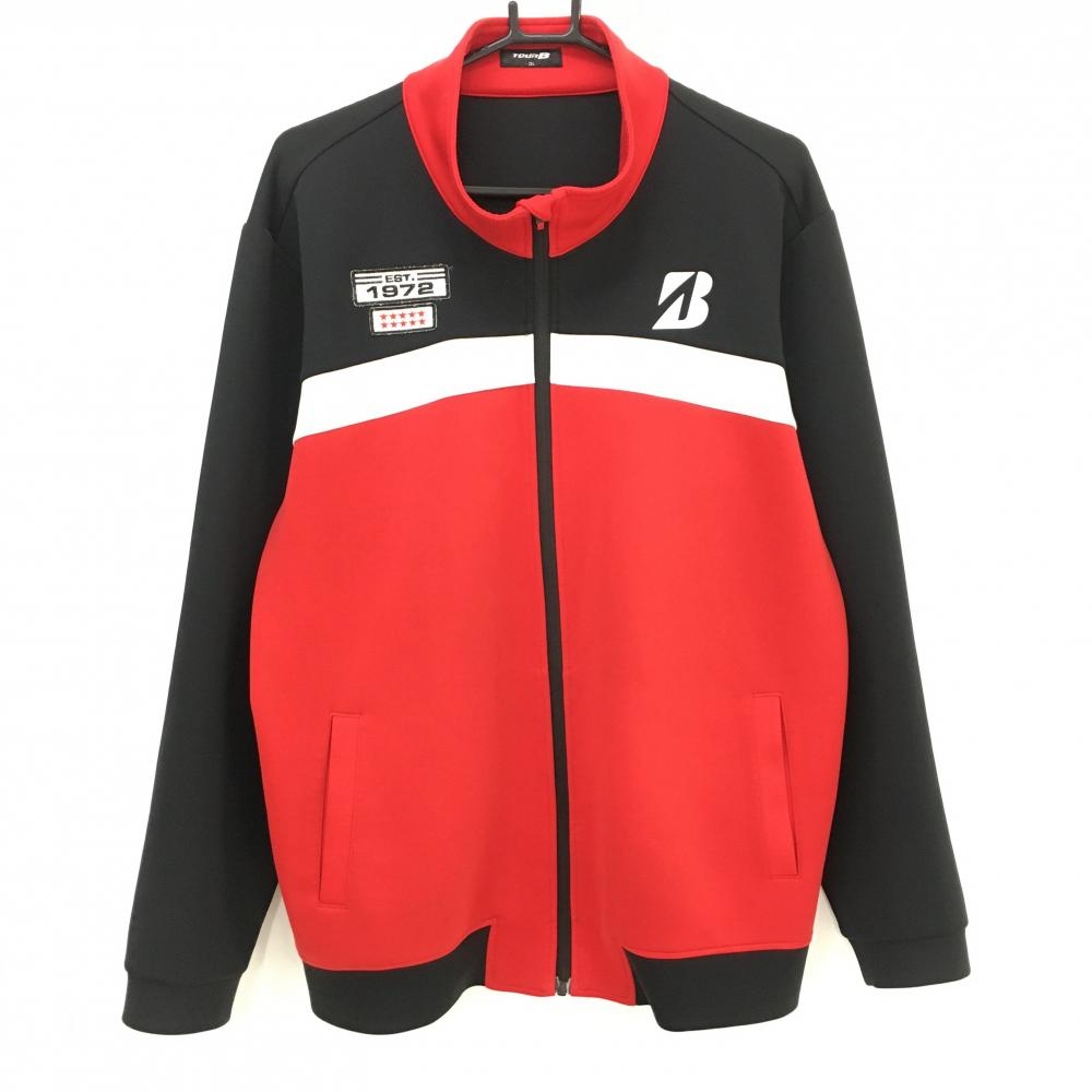 ブリヂストンTOURB ジャケット レッド×黒 ワッペン メンズ 3L ゴルフ