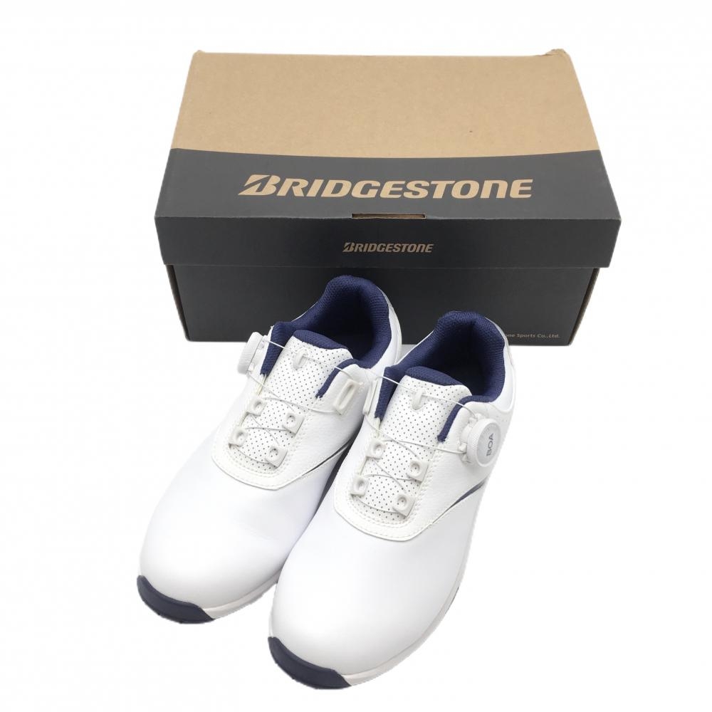 【新品】ブリヂストン ゴルフシューズ 白×ネイビー SHG210 スパイクレス ダイヤル式  レディース 23.5 ゴルフウェア Bridgestone