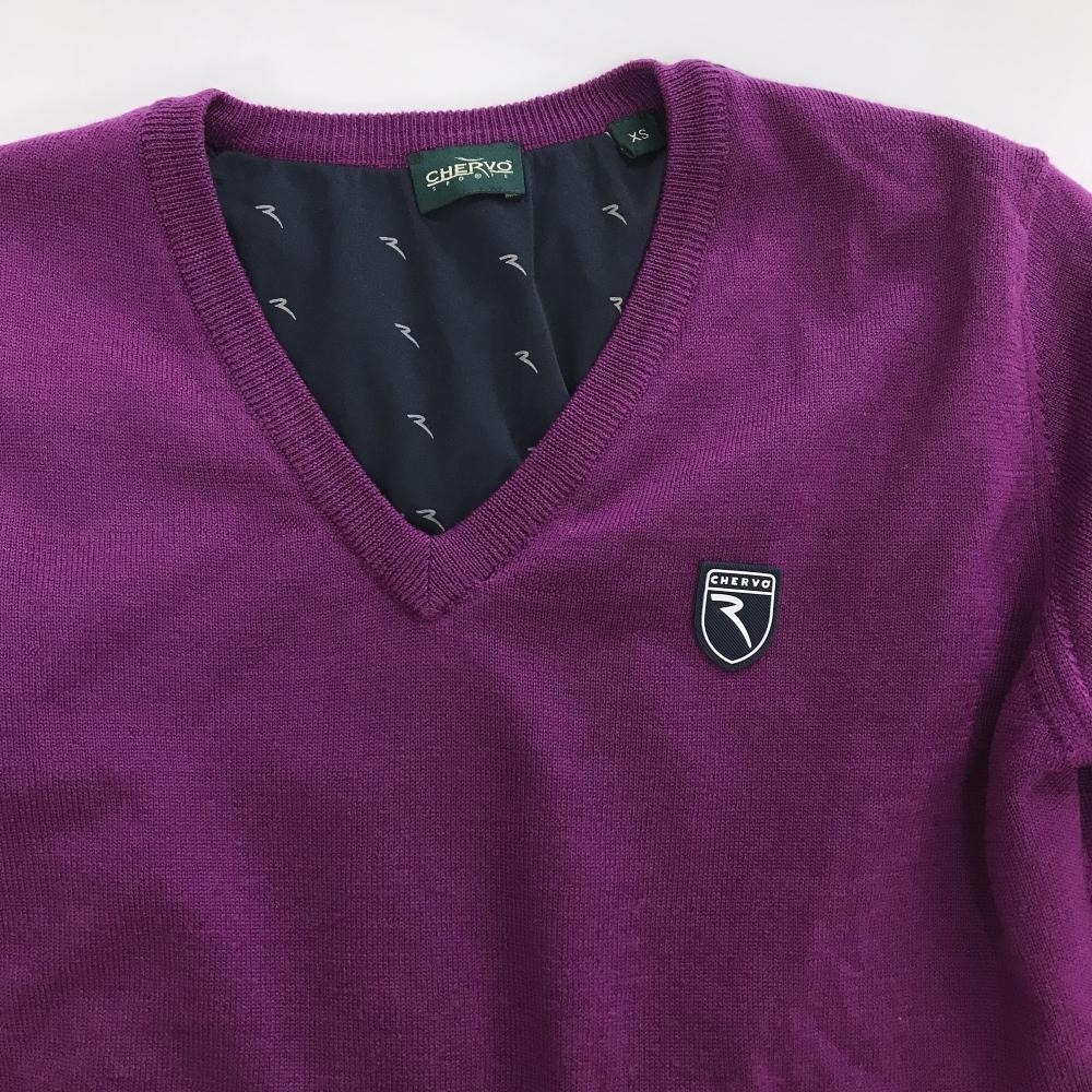 美品】シェルボ セーター パープル Vネック 裏地付き レディース XS
