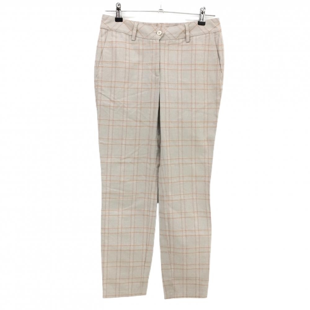 シェルボ パンツ ベージュ系×ライトグリーン チェック  レディース USA6-S ゴルフウェア CHERVO