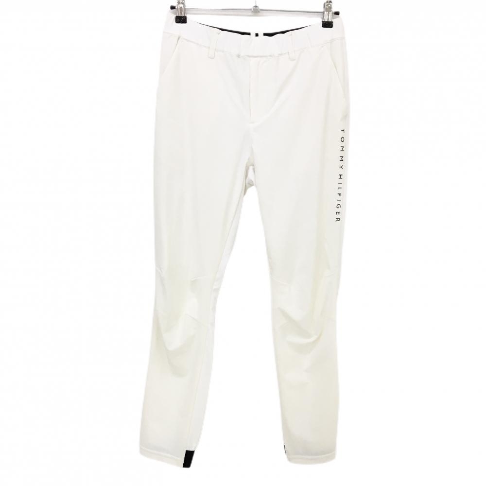 【美品】トミーヒルフィガーゴルフ パンツ 白×黒 ウエスト・後ろ裾ゴム 調節紐 メンズ M ゴルフウェア Tommy Hilfiger Golf