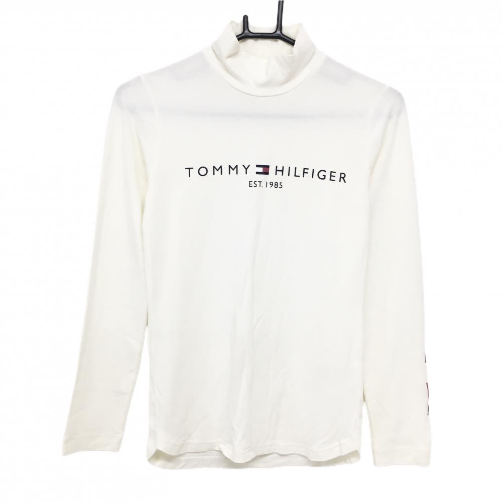 トミーヒルフィガー 長袖ハイネックシャツ アイボリー ロゴプリント  レディース M ゴルフウェア Tommy Hilfiger Golf