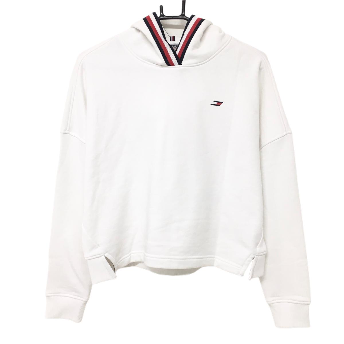 トミーヒルフィガー パーカー 白×レッド×ネイビー フードライン 胸ロゴ レディース  ゴルフウェア Tommy Hilfiger Golf