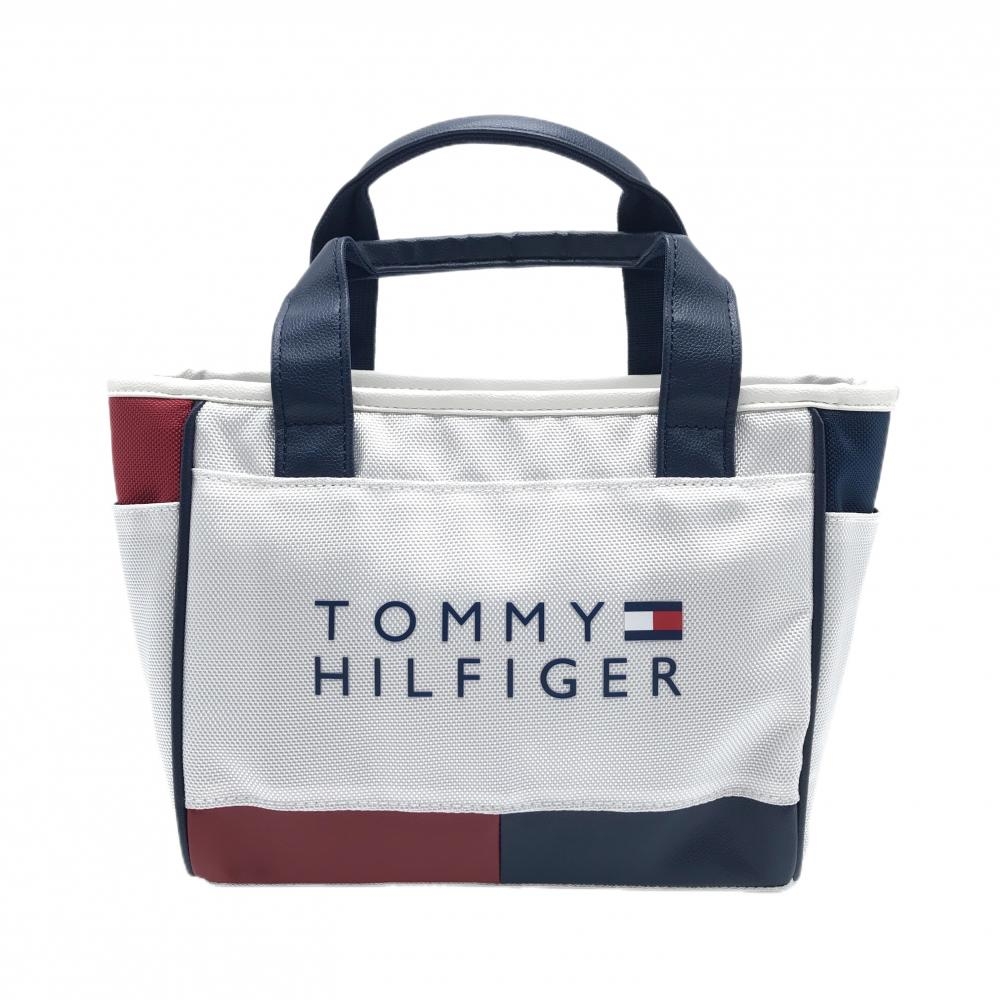 【美品】トミーヒルフィガー カートバッグ 白×ネイビー×レッド ロゴ ゴルフ Tommy Hilfiger Golf