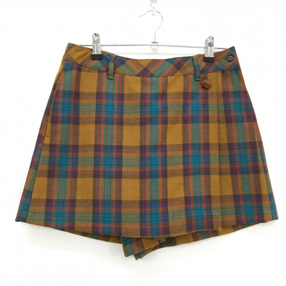 【超美品】ポールスチュアートスポーツ キュロットスカート ブラウン系×ブルーグリーン レディース 9 ゴルフウェア Paul Stuart SPORT