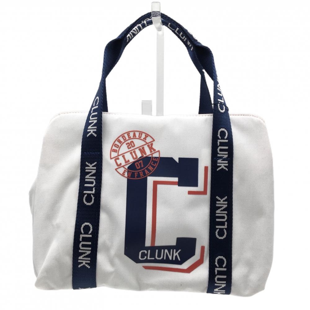 【新品】クランク 保冷カートバッグ 白×ネイビー 中央保冷 持ち手ロゴ ゴルフ CLUNK