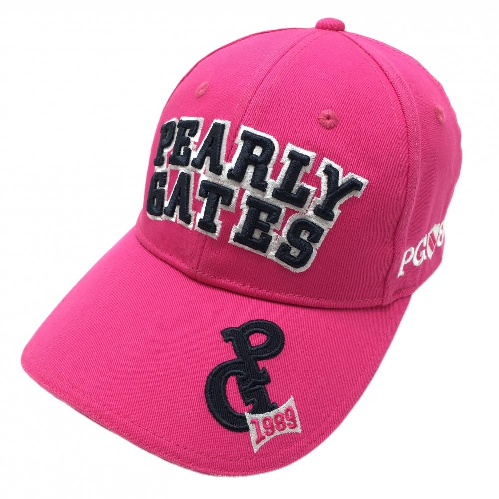【超美品】パーリーゲイツ キャップ ピンク×ネイビー 立体ロゴ刺しゅう  ジュニア・キッズ FR ゴルフウェア PEARLY GATES 画像