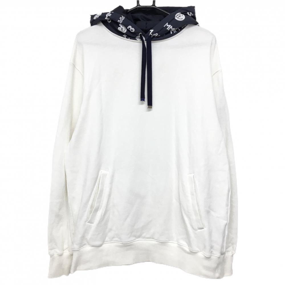 ムータマリン パーカー 白×ネイビー フード中綿  トレーナー メンズ 7(XL) ゴルフウェア muta
