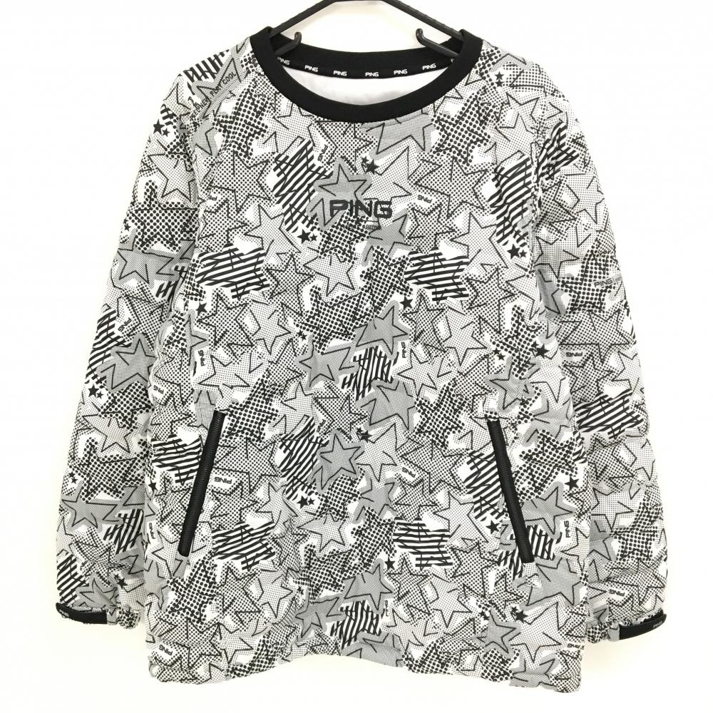 【美品】ピン 中綿スニード 白×黒 星柄 ドット ブルゾン メンズ 3L ゴルフウェア PING