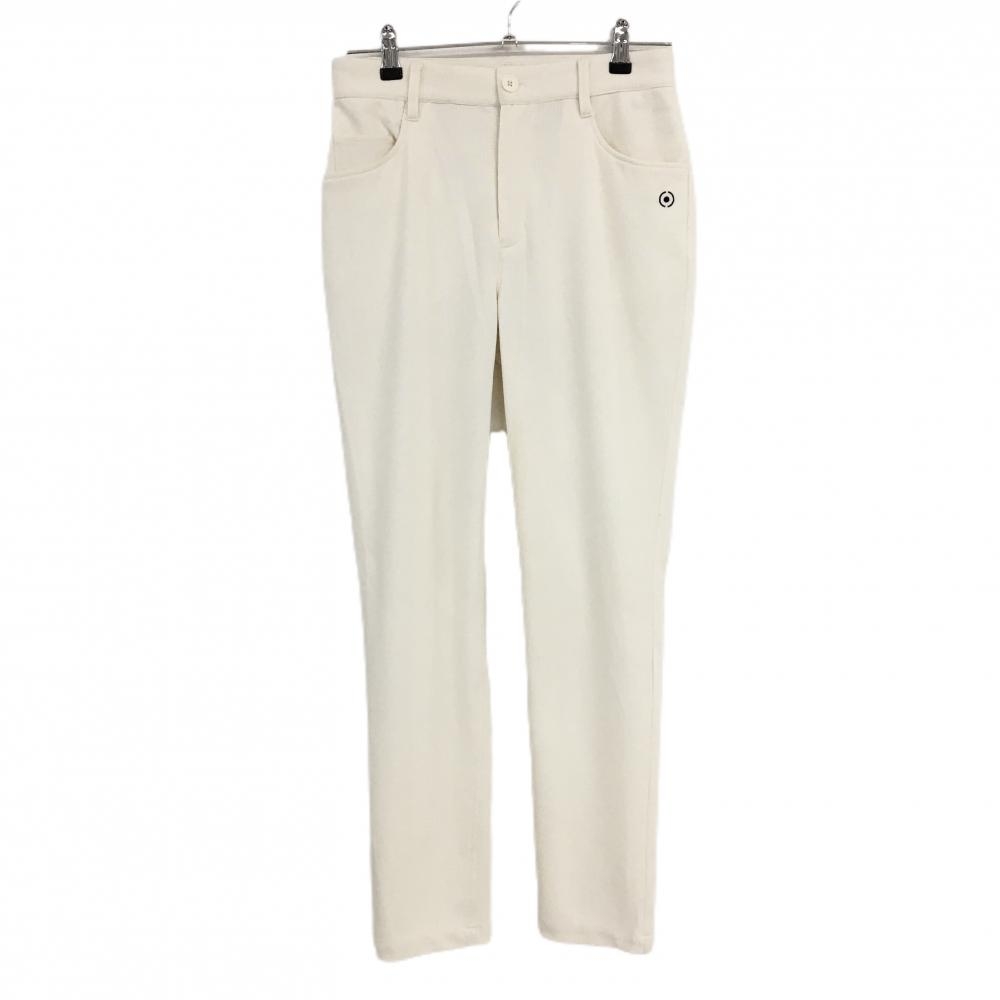 【美品】ピン パンツ 白 ストライプ地模様 ロゴ刺しゅう  レディース M ゴルフウェア 2024年モデル PING