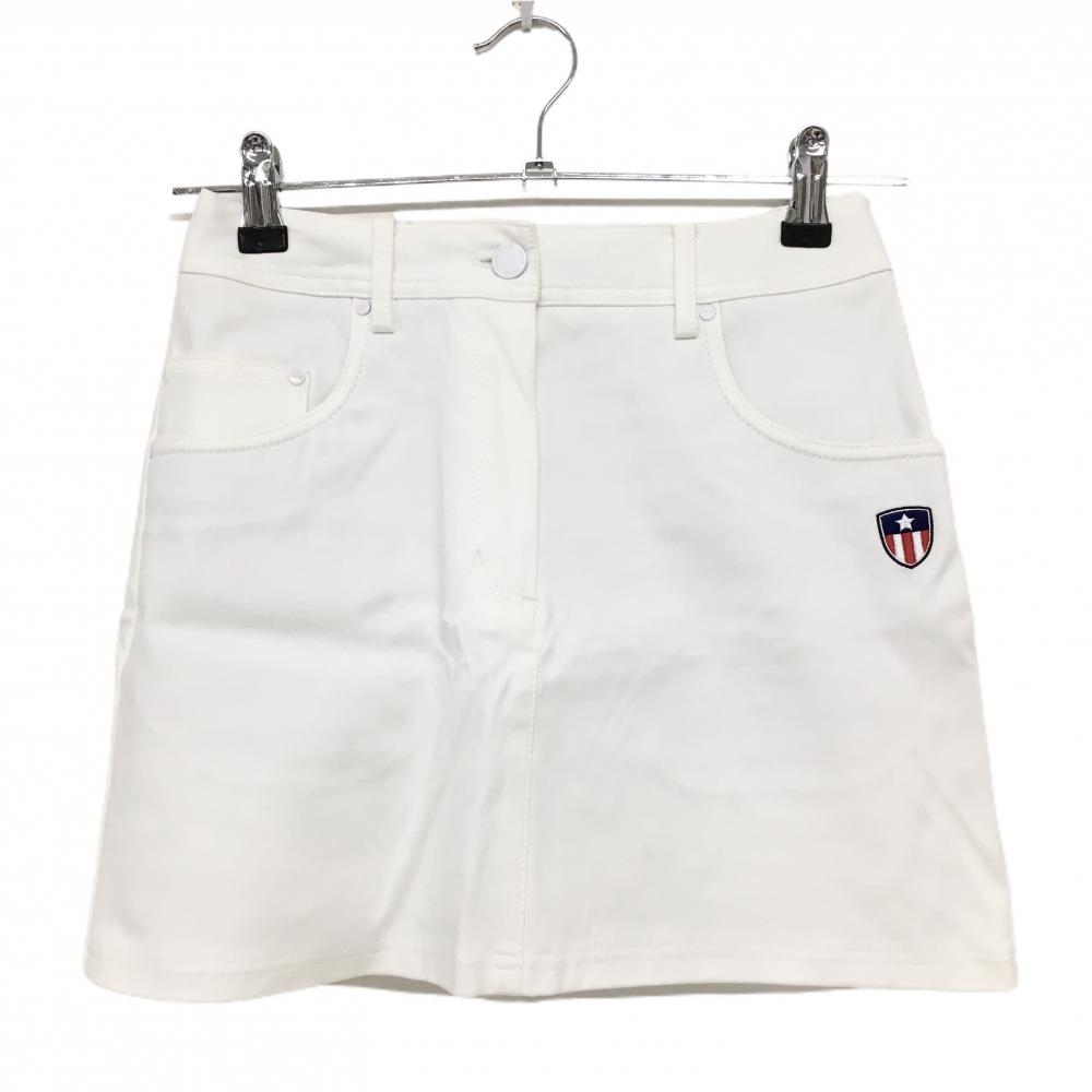 ピン スカート 白 ロゴ刺しゅう ストレッチ  レディース SS ゴルフウェア PING