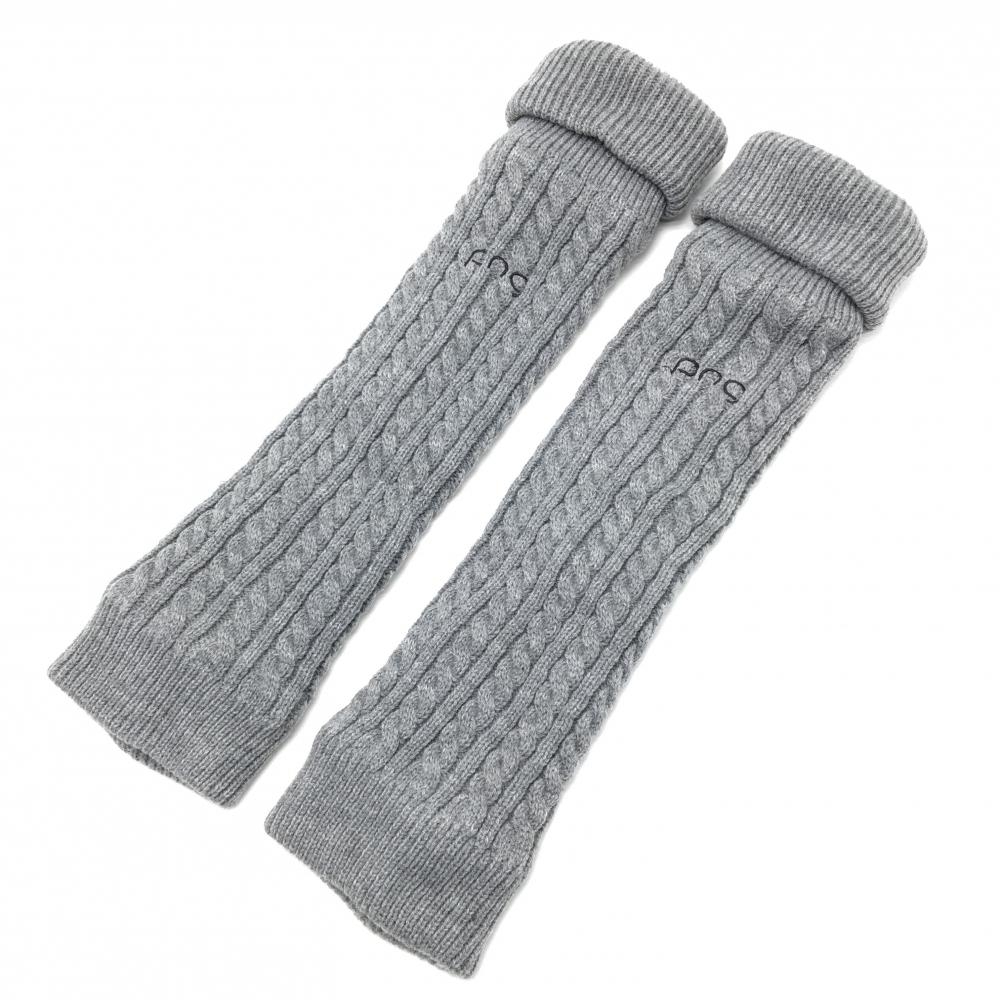 【超美品】ピン ニットレッグウォーマー グレー ケーブル編み 裏地フリース レディース FR ゴルフウェア PING