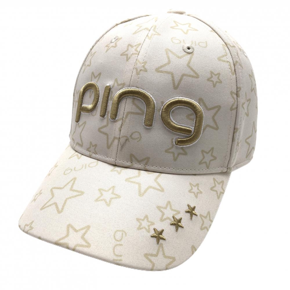 ピン キャップ ベージュ系×ゴールド ロゴ刺しゅう  ONE SIZE  ゴルフウェア PING