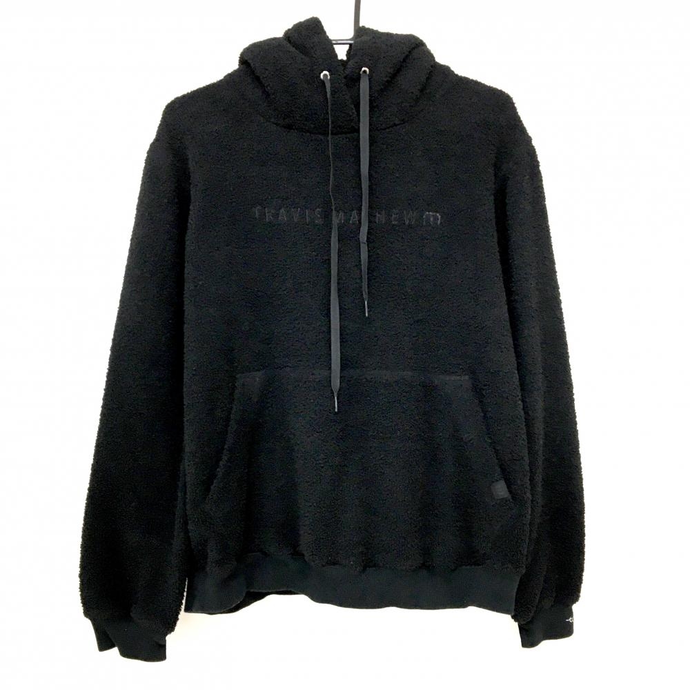 【美品】トラヴィスマシュー  パーカー 黒 パイル地風 トレーナー  メンズ  ゴルフウェア TravisMathew