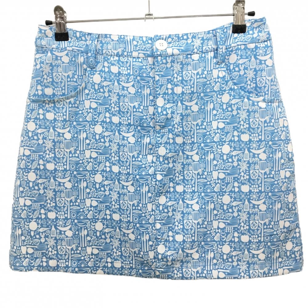 エフィカス スカート ライトブルー×白 総柄 レディース LL ゴルフウェア efficace