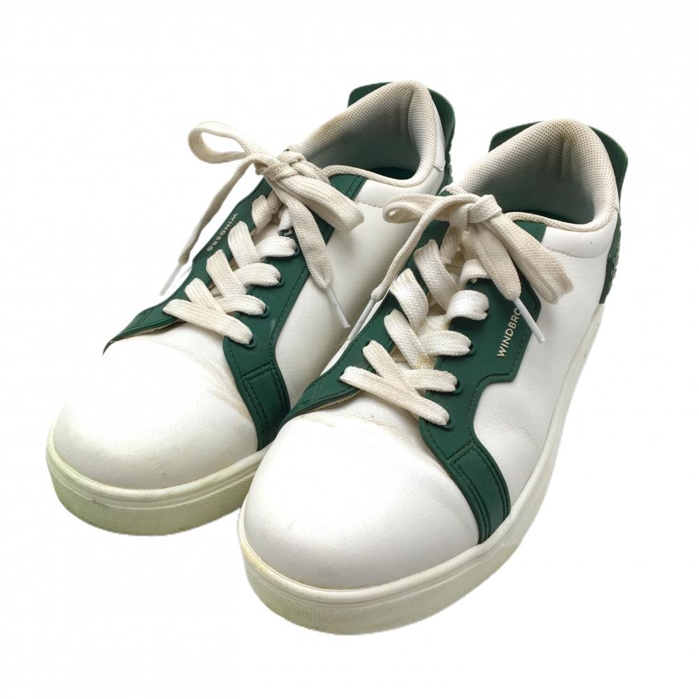 エフィカス ゴルフシューズ 白×グリーン WINDBRO W-12 スパイクレス レディース 24.5 ゴルフウェア efficace