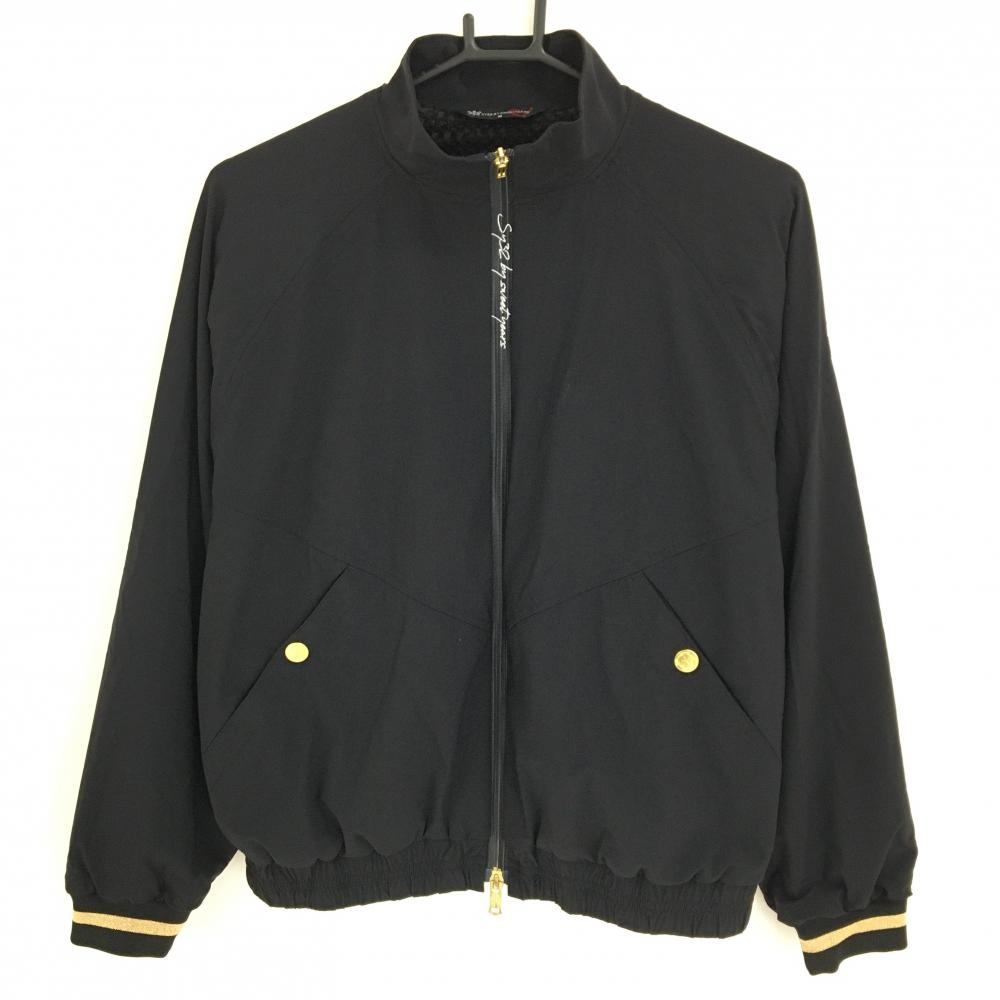 【美品】SY32 ジャケットブルゾン 黒×ゴールド 身頃裏起毛 ダブルジップ  レディース M ゴルフウェア 2023年モデル SY32 BY SWEET YEARS