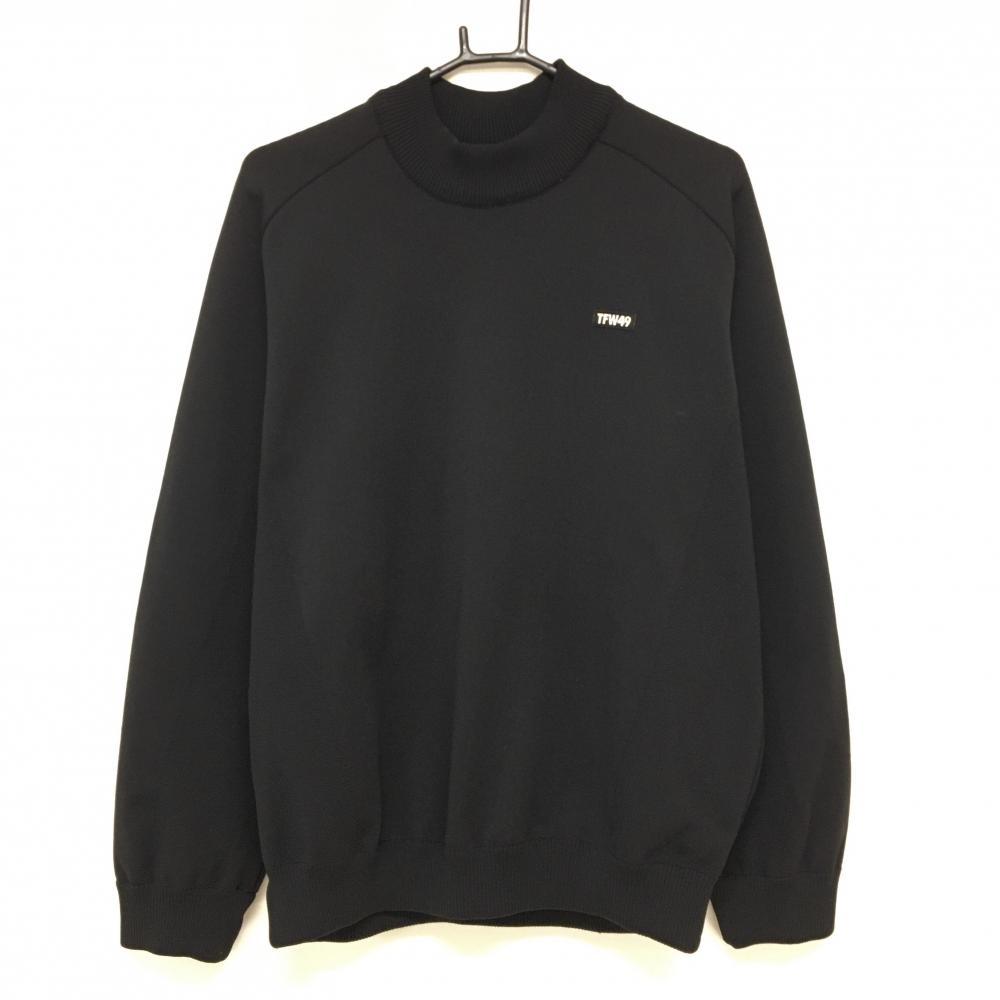【超美品】TFW49 ハイネックセーター 黒 ロゴ白 ニット メンズ L ゴルフウェア TFW49