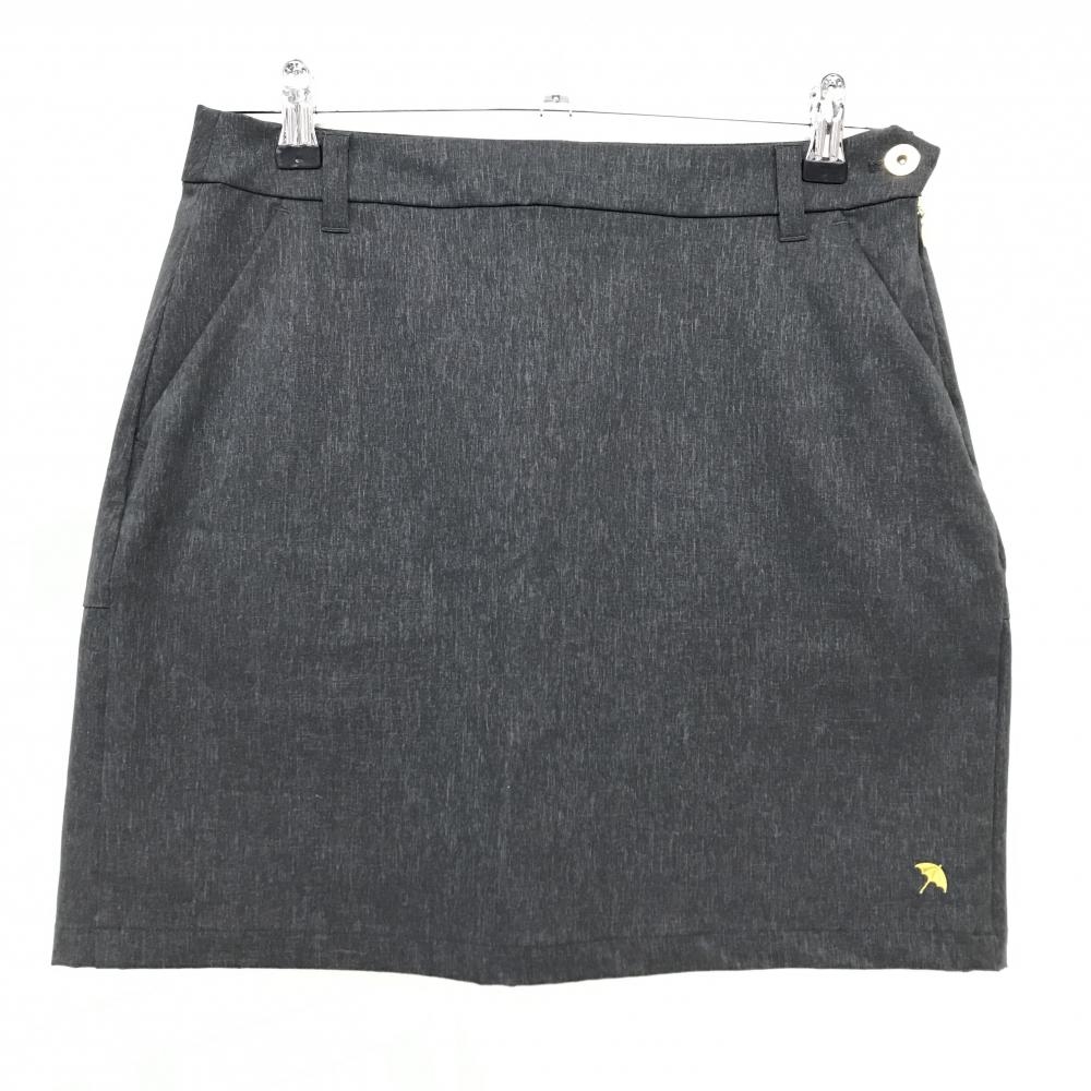 【超美品】アーノルドパーマーゴルフ スカート 杢ダークグレー 後裾プリーツ ロゴ刺しゅう レディース 9 ゴルフウェア Arnold Palmer