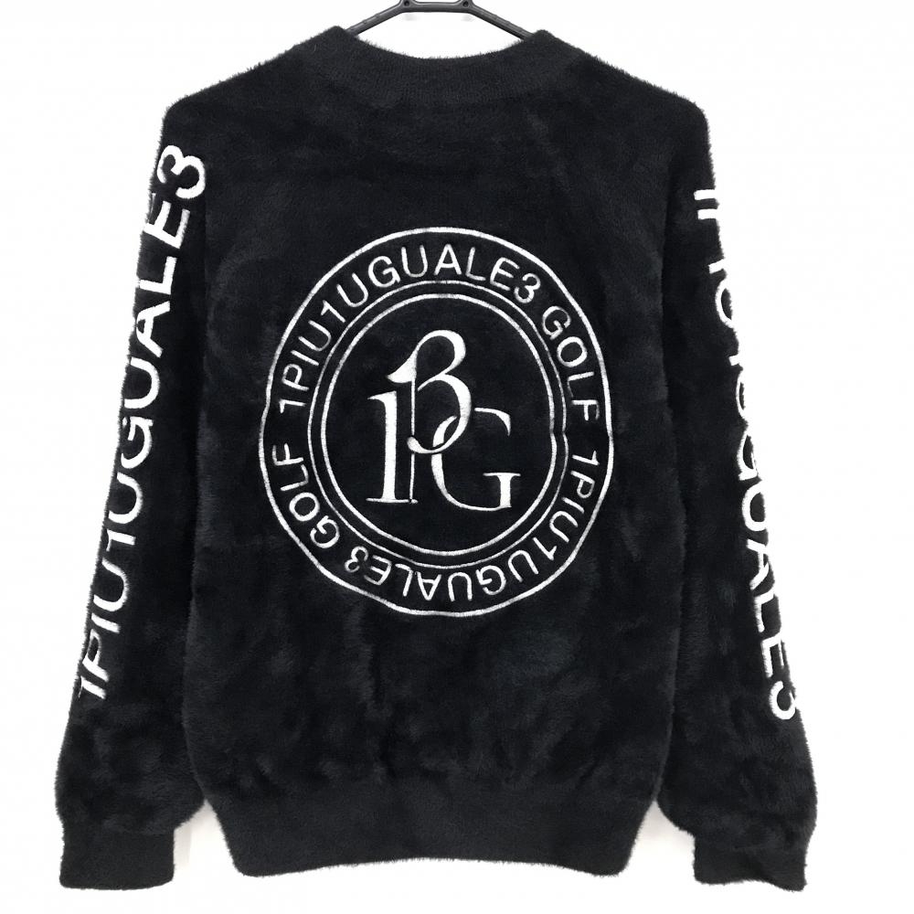 超美品】ウノピゥウノウグァーレトレゴルフ セーター 黒×白 起 背面  