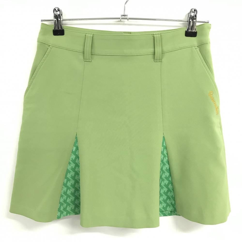【超美品】レザレクション スカート ライトグリーン×グリーン 裾一部総柄  レディース S ゴルフウェア Resurrection