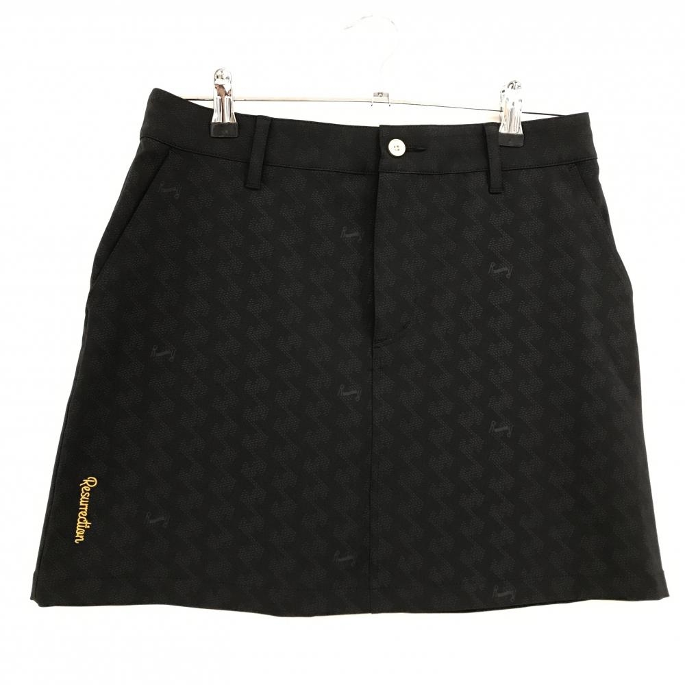 【超美品】レザレクション スカート 黒 地模様 ストレッチ  レディース L ゴルフウェア Resurrection
