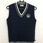 マンシングウェア ニットベスト ダークネイビーグレー白