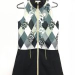 ラッセルノ ワンピース 黒×グレー ヒョウ柄 アーガイル柄