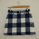 パーリーゲイツ スカート ネイビー×白 ブロックチェック柄