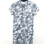 カッパ ワンピース 白×ダークネイビー 花柄 ボタニカル柄