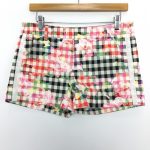 アルチビオ ショートパンツ アイボリー×黒×マルチ チェック柄 花柄