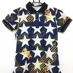 マークアンドロナ 半袖ポロシャツ ダークネイビー×白×イエロー 星