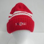 ビームスゴルフ ニット帽 レッド×白 ボーダー