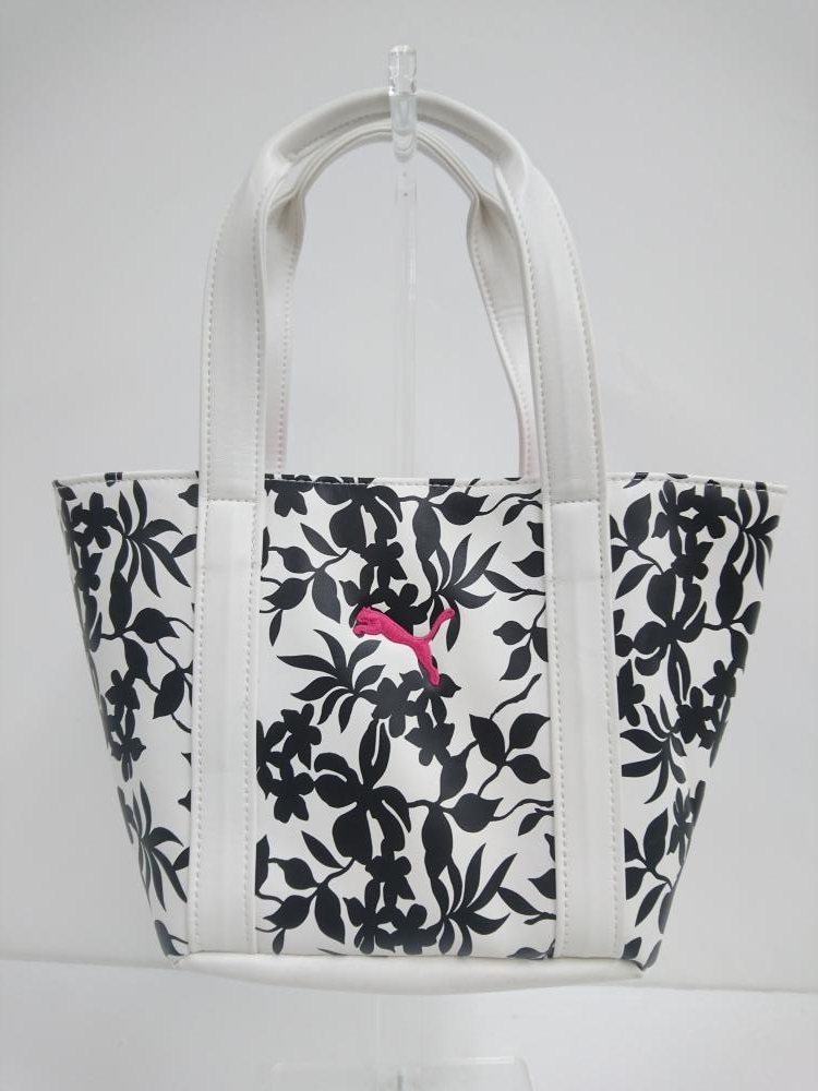 PUMA プーマ　カートバッグ　白×黒×ピンク　花柄