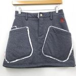 ルコック ミニスカート グレー×白 裏地ボア