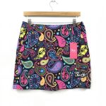 ダンスウィズドラゴン ミニスカート 黒×ピンク×マルチ ペイズリー柄