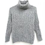 マスターバニー　長袖タートルネック　セーター　グレー　ケーブル編み