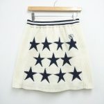 パーリーゲイツ　ニットスカート　アイボリー×ダークネイビー　星柄