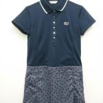 アンパスィ　半袖ポロワンピース ダークネイビー×白×シルバー ドット柄