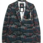 ルコック　テーラードジャケット　黒×ボルドー×グレー　迷彩