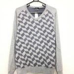 ナイキゴルフ　長袖セーター　杢ライトグレー×パープルグレー