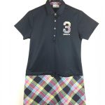 アディダス 半袖ポロワンピース ダークネイビー チェック柄