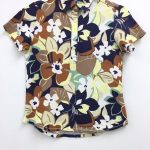 キャロウェイ 半袖ポロシャツ ダークネイビー×ブラウン×白 花柄