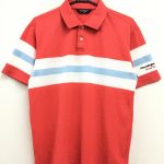 マンシングウェア　半袖ポロシャツ　レッド×白×ライトブルー
