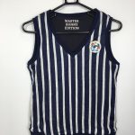 マスターバニー リバーシブルベスト ダークネイビー×白×黒 ストライプ