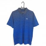 UNDER ARMOUR アンダーアーマー 半袖ポロシャツ グレー×ブルー×黒 ボーダー heatgear