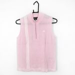 adidas アディダス ニットベスト ライトピンク×白 ハーフジップ 3本ライン