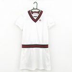 le coq sportif ルコック ワンピース 白×レッド Vネック 襟、ウエストリブ ロゴ刺繍