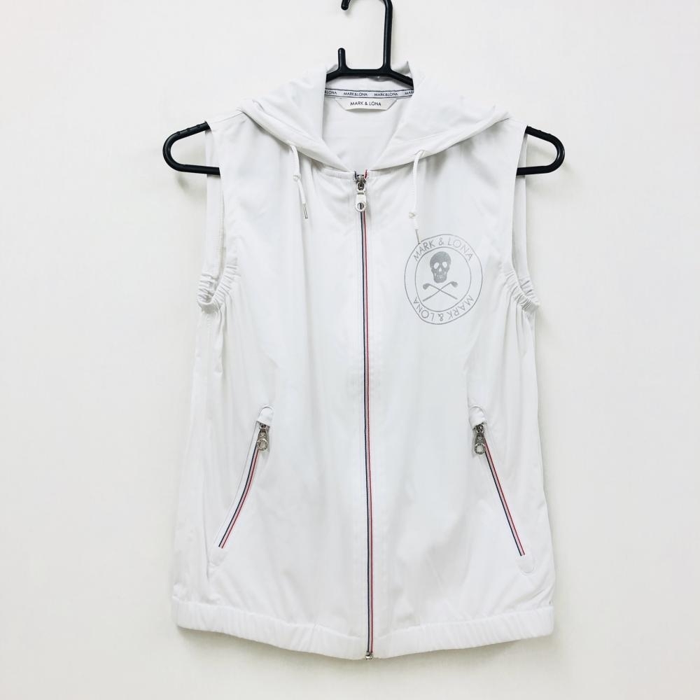 マークアンドロナ アウターベスト 白×シルバー フード付き - ゴルフ  